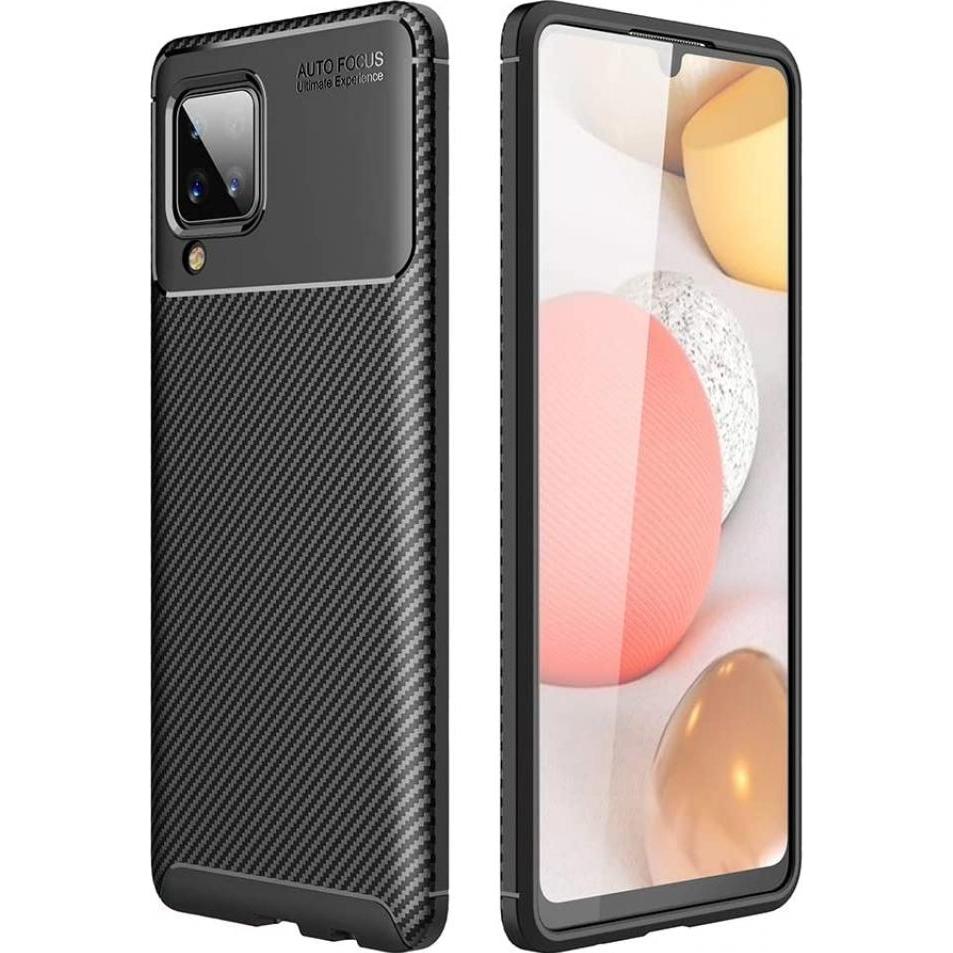 Screenguard Samsung Galaxy M12 Hülle Carbon Design TPU Case (Samsung Galaxy M12), Smartphone Hülle, Schwarz