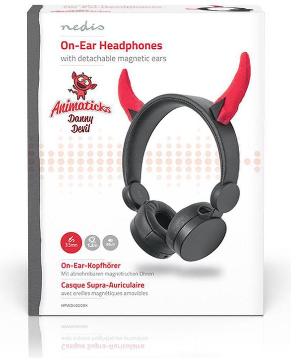 Produktbild Nedis On-Ear-Kopfhörer mit Kabel On-Ear-Kopfhörer mit Kabel 3.5 mm Seillänge: 1.20 m 85 dB Red/Schwa (Keine Geräuschunterdrückung, Kabelgebunden)