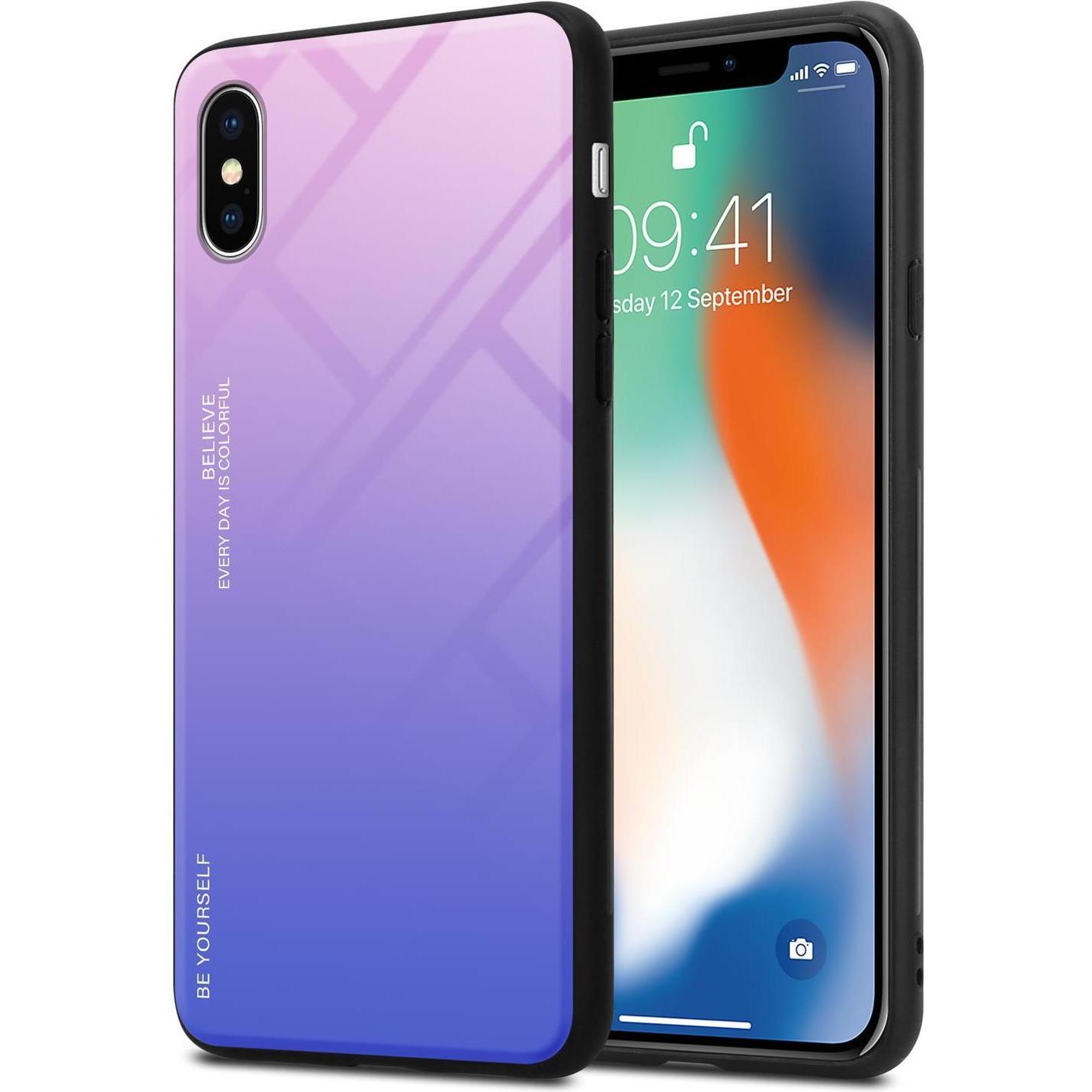 Cadorabo TPU 2 Farben Glas Cover (Apple iPhone X), Smartphone Hülle, Schwarz