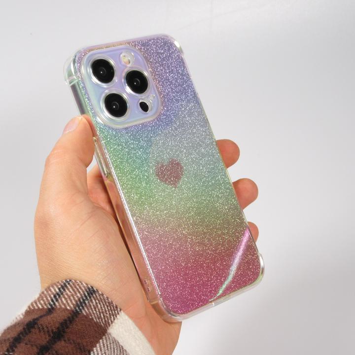 Actual product image PhoneLook Cover silicone bumper glitter blur with heart (Apple iPhone 15 Pro)