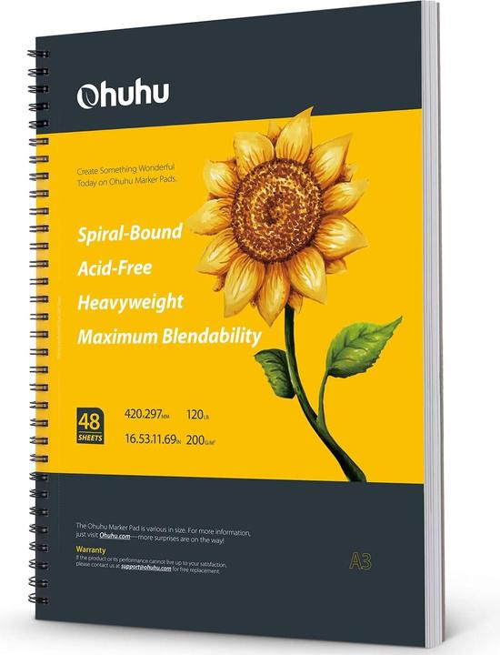 Actual product image Ohuhu Kunst-Skizzenbuch, 48 Blatt, A3 (A3, Plain, Soft cover)