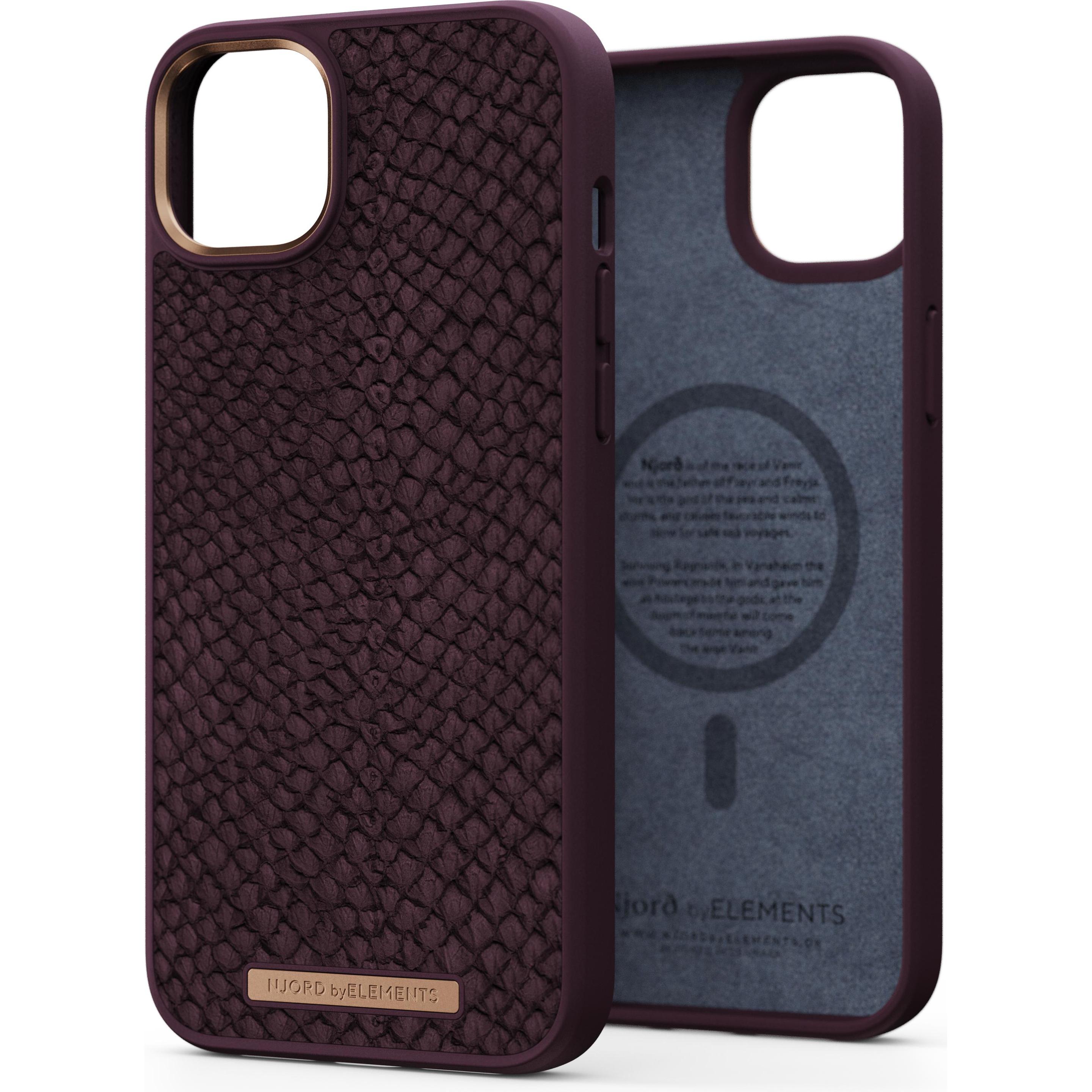 Njord Salm.Leather Magsafe Case (Apple iPhone 14 Plus), Smartphone Hülle, Violett