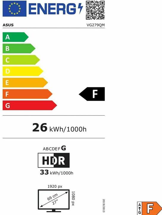 Energy Label ASUS TUF Gaming VG279QM (1920 x 1080 pixels, 27")