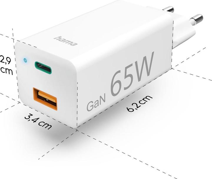 Immagine prodotto Hama Caricabatterie GaN + cavo USB (65 W)