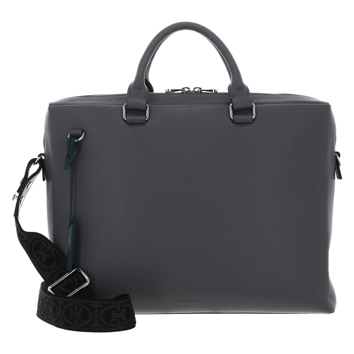 Coccinelle Man Soft Man Briefcase Grained Leather (13"), Notebooktasche, Grau