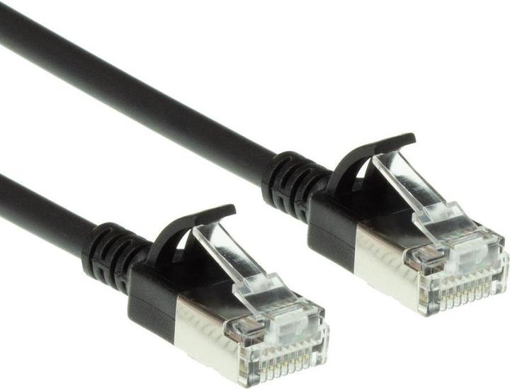 Produktbild ACT Black 7 meter LSZH U/FTP CAT6A datacenter slimline patch cable snagless with RJ45 connectors (U/FTP, CAT6a, 7 m)