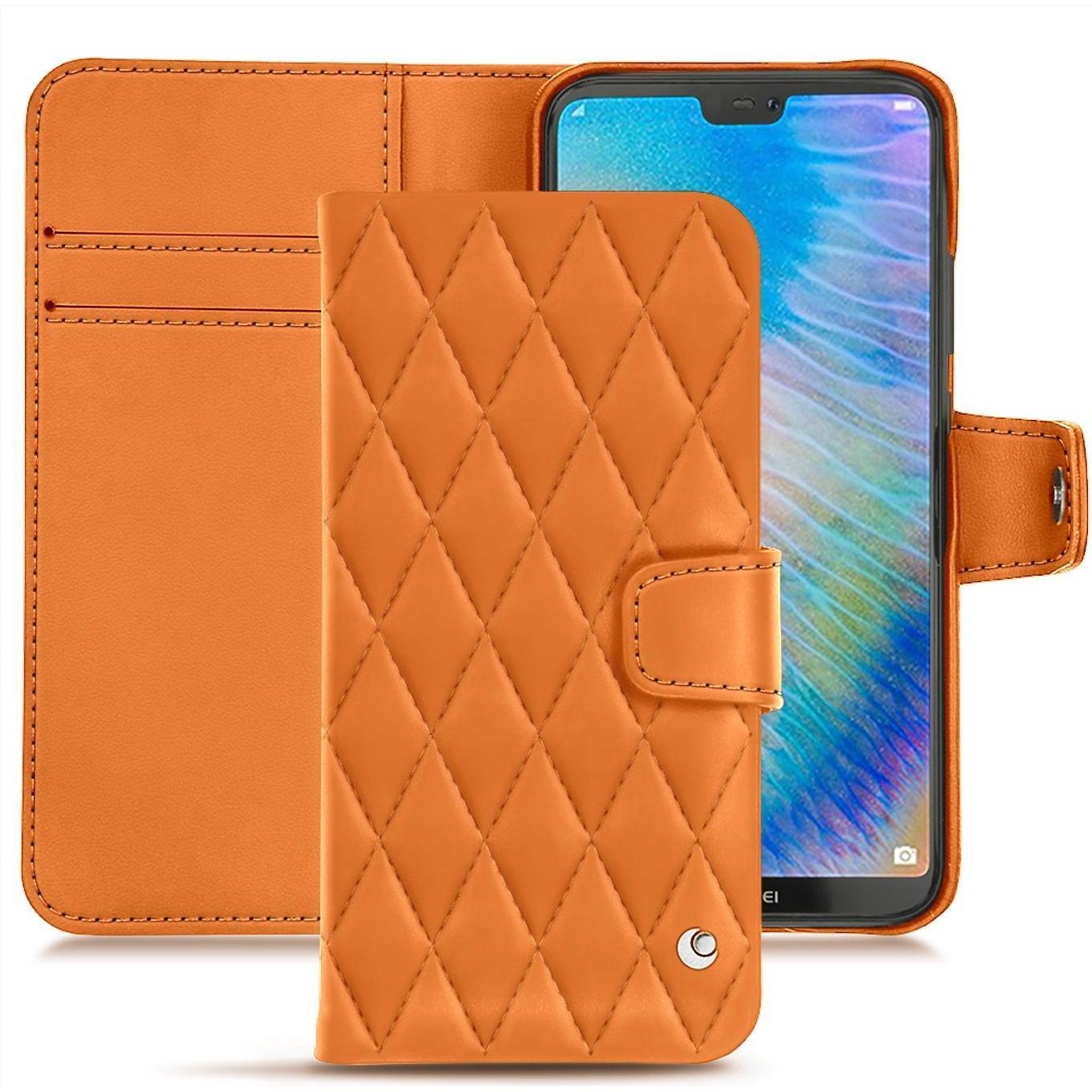 Noreve Lederschutzhülle Wallet (Huawei P20 Lite), Smartphone Hülle, Orange