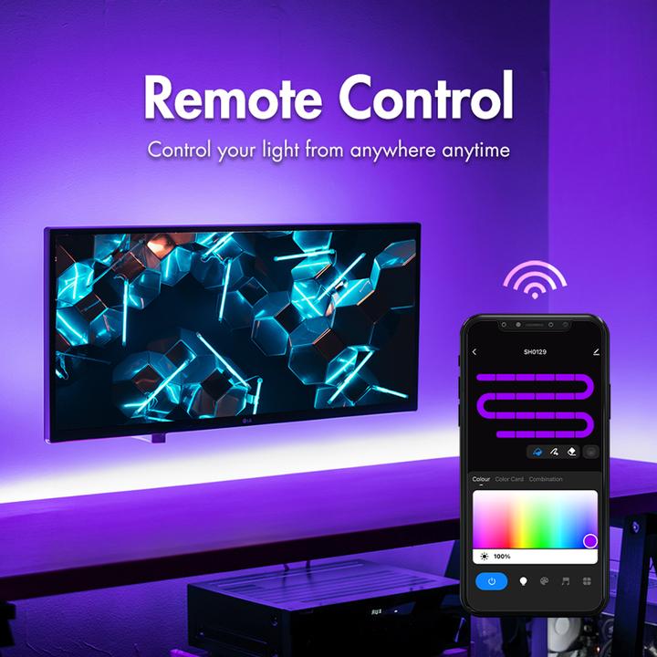 Image du produit LogiLink Bande LED RVB intelligente Wi-Fi, autocollante, compatible Tuya, 5 m (RGBW, 500 cm, Intérieur)
