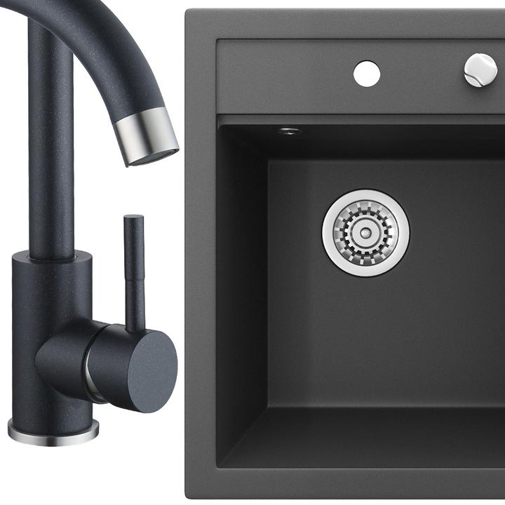Produktbild Bergström mit Armatur  mit Armatur , Schwarz, 49 x 50 cm mit Armatur Schwarz (50 cm, 49 cm)