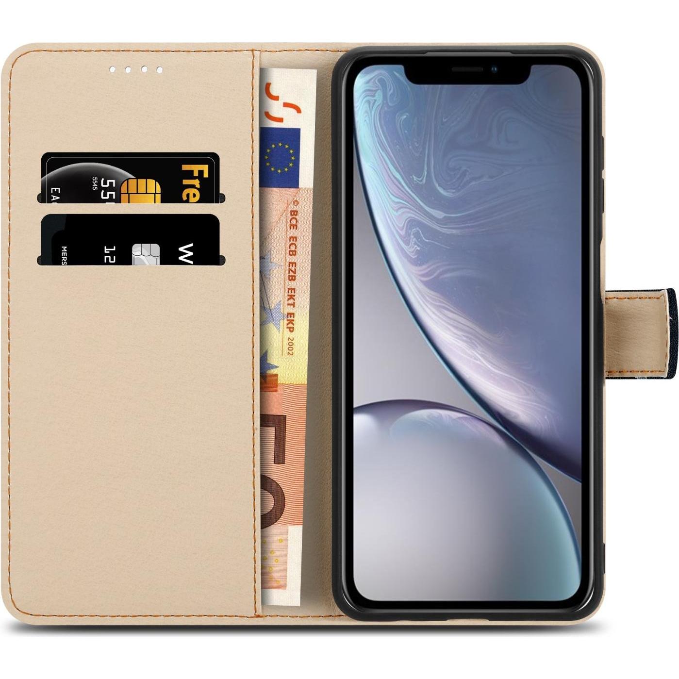 Thumbnail - Cadorabo Book Hülle mit Print (Apple iPhone XR), Smartphone Hülle, Schwarz