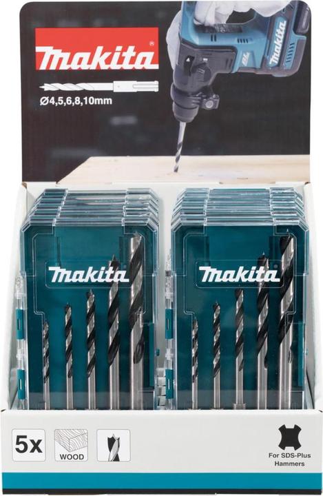 Actual product image Makita ZESTAW WIERTEŁ SDS+ DO DREWNA 5szt. (x12) (4, 5, 6, 8, 10 mm)