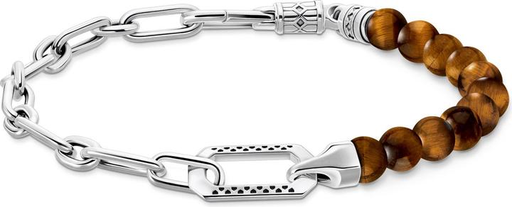 Actual product image Thomas Sabo Bracelet with brown beads, blackened silver (19 cm, 925 sterling silver, Blackened)