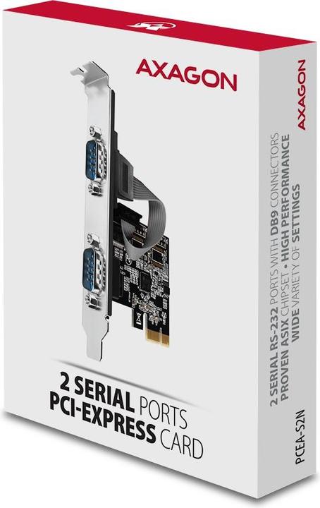 Produktbild Axagon PCEA-PSN PCIe-Adapter mit 2x Seriell-Ports - ASIX AX99100 Chipsatz