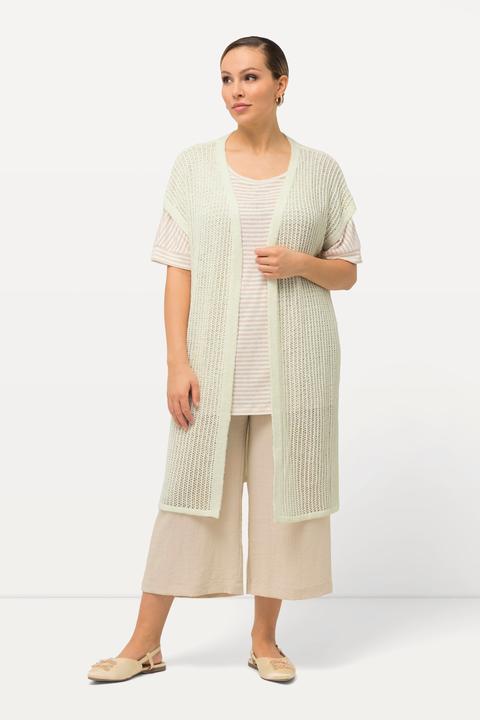 Actual product image Ulla Popken Cap Sleeve Openwork Longline Cardigan (42, 44)