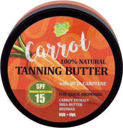Vivapharm Vivaco S.R.O. - Burro abbronzante alla carota biologico Spf15 - Burro solare naturale alla carota (Crema solare, SPF 15, 150 ml)