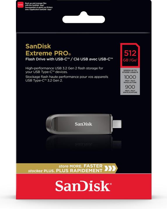 Immagine prodotto SANDISK Extreme PRO USB-C 3.2 Gen 2 4x6 512GB (512 GB, USB-C)