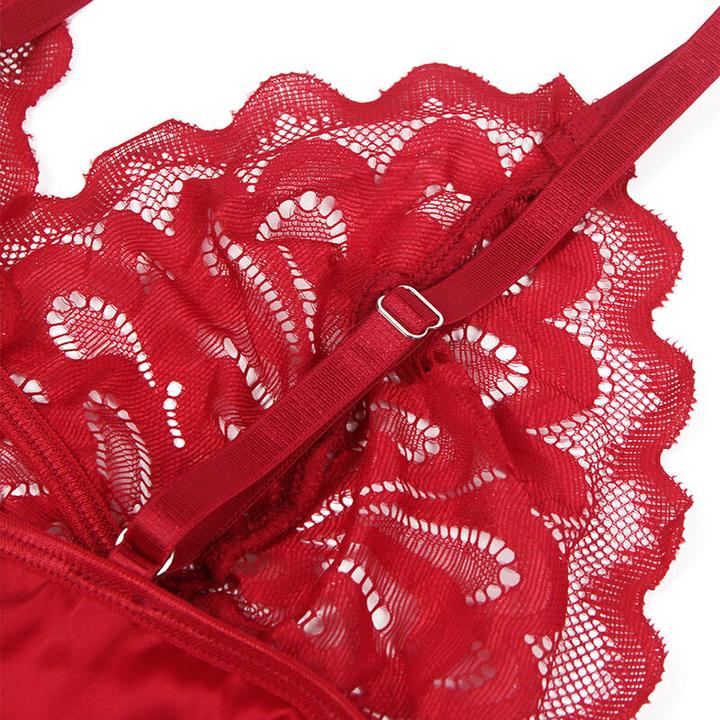 Productafbeelding Subblime Satijnen Babydoll Met Kant Rood S/M (S, M)