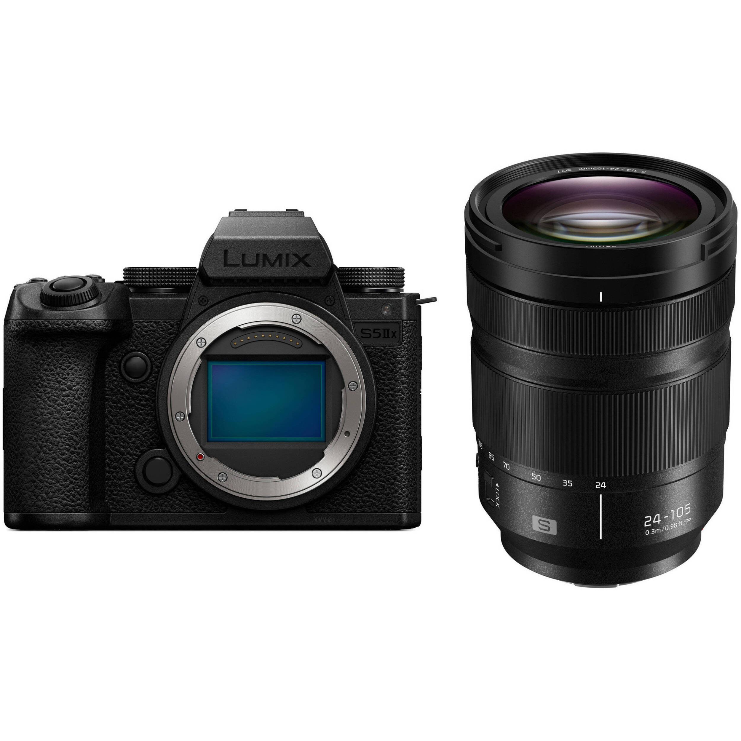 Panasonic DC-S5 IIX + Lumix S 24-105 f4 (24 - 105 mm, 24.20 Mpx, Vollformat), Kamera, Schwarz