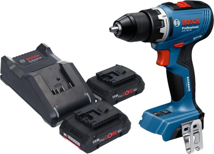 Produktbild Bosch Professional GSR 18V-65 Professional Akku Bohrschrauber 18 V 63 Nm Brushless + 2x ProCORE Akku 4,0 Ah +