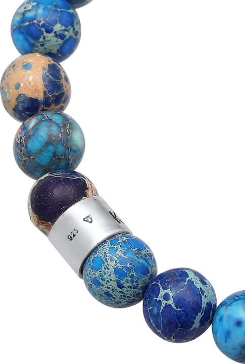 Produktbild Kuzzoi Armband Herren Achat Perlen Blau Beads 925 Silber (23 cm, Plastik, 925er Sterling Silber, Achat)