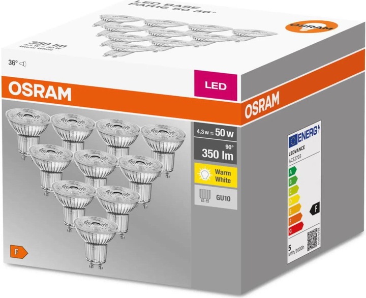 Produktbild Osram Led Base Par16 (GU10, 4.30 W, 350 lm, 10 x, F)