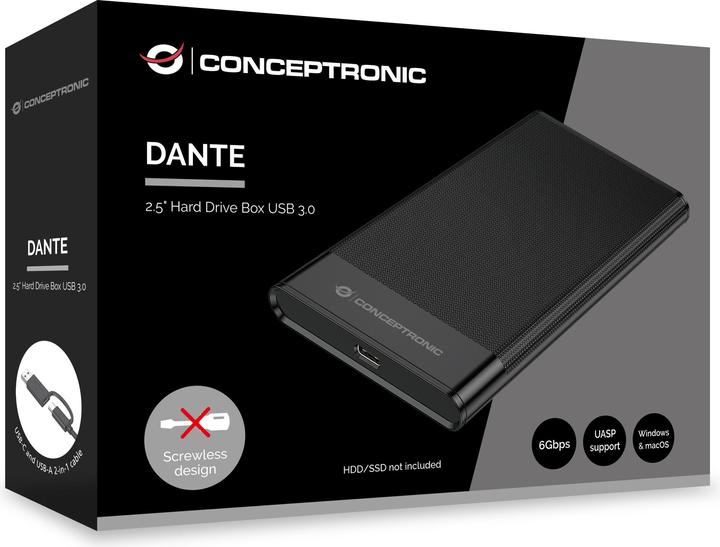 Produktbild Conceptronic HDD Gehäuse 2.5" SATA I-III HDD/SSD USB-A &-C (2.5")
