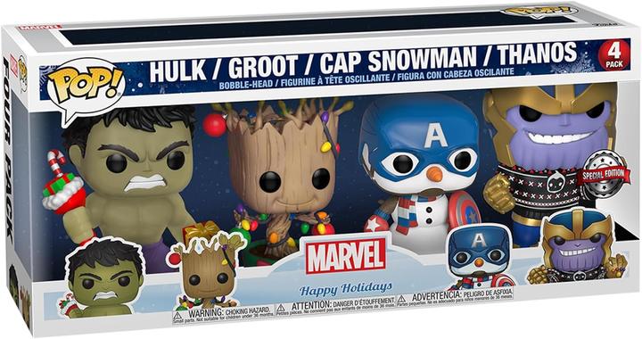 Produktbild Funko Pop! Marvel Xmas 4 Pack (Hulk/Groot/Cap/Thanos) Excl