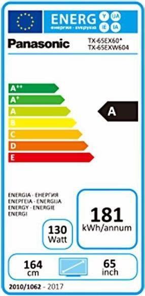 Etichetta energetica Panasonic Tx-65exw604 (65", LCD, 4K, 2017)