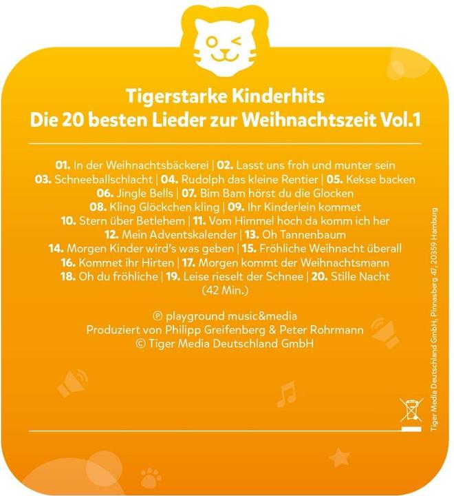 Produktbild Tigermedia Tigercard Die 20 schönsten Weihnachtslieder (Deutsch)
