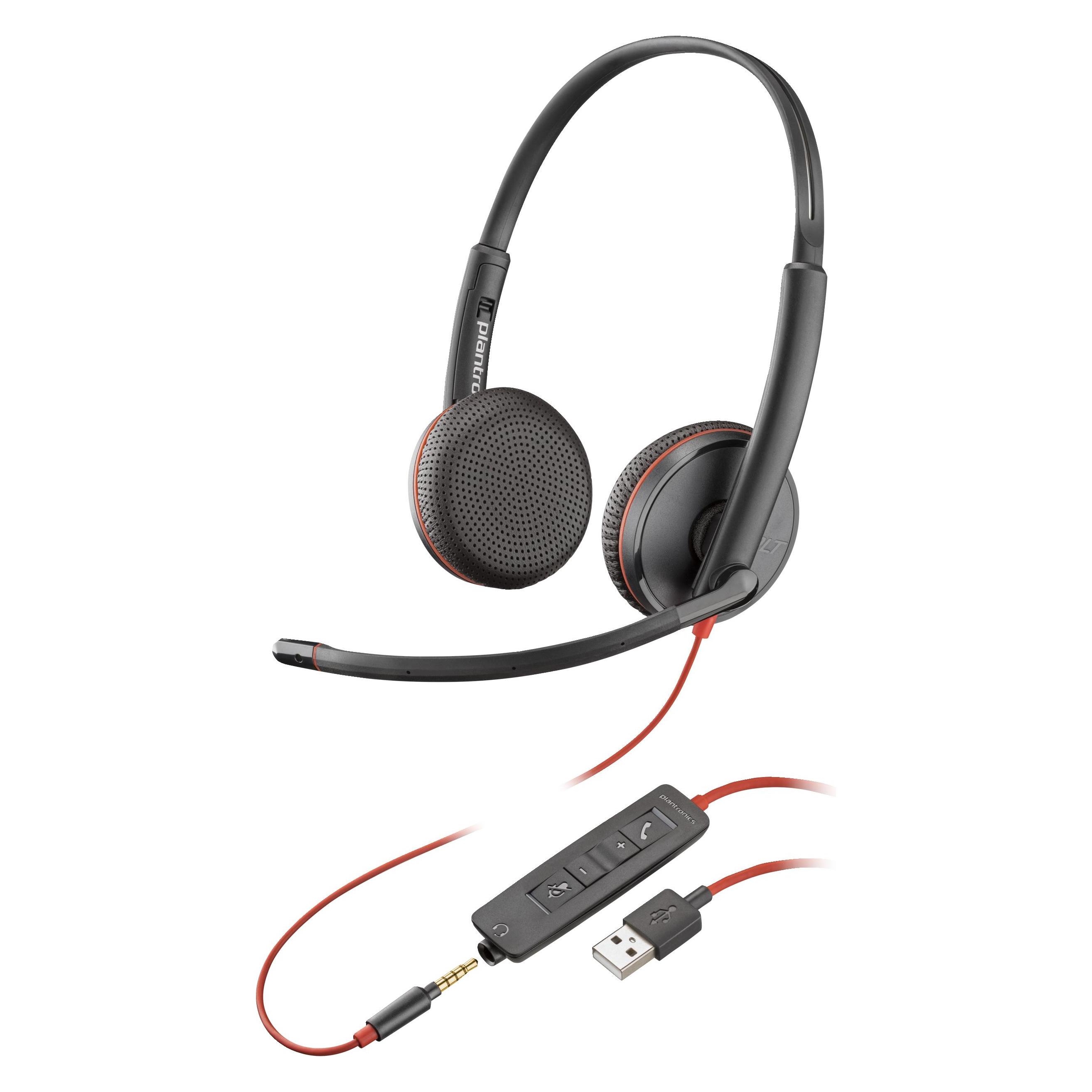 HP Poly BW 3225 STEREO USB-A HS (Kabelgebunden, USB-A, Avaya, Cisco, Skype), Office Headset, Schwarz
