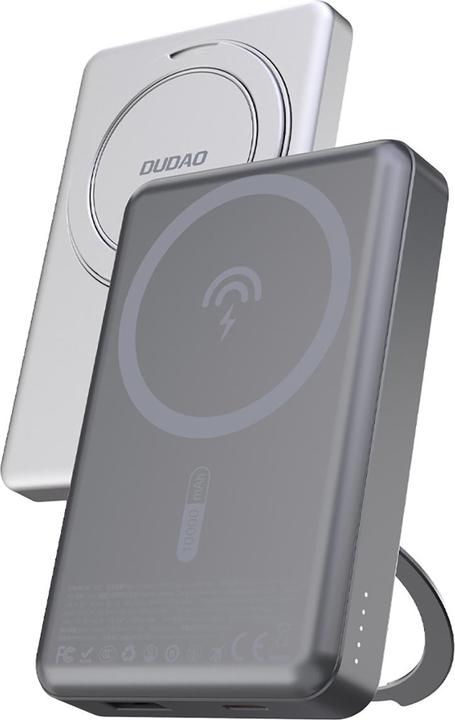 Actual product image Dudao K28 10000mAh PD 22.5W MagSafe Powerbank with Metal Case and Ring Stand - Silver (10000 mAh, 22.50 W)