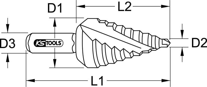 Actual product image KS Tools HSS-TiN step drill, extra short (12 millimetres)
