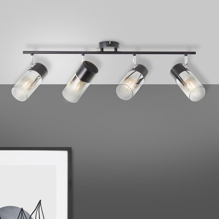 Image du produit Brilliant Alia rampe de spots 4 flammes noir/verre fumé Dimension: 23,5x74,5 (E27)