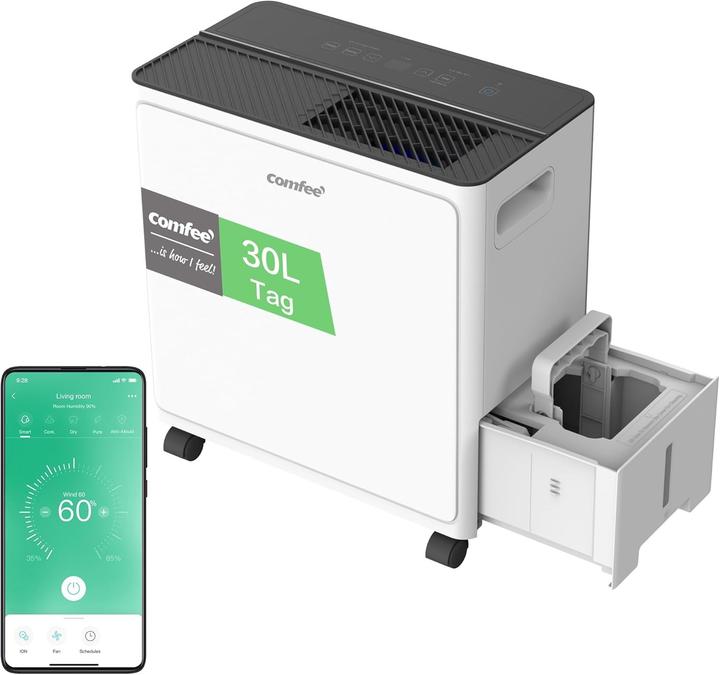 Produktbild Comfee Kraftvolle Luftentfeuchter mit Trocknerfunktion und Timer für grosse Räume (73 m², 30 l/24h)