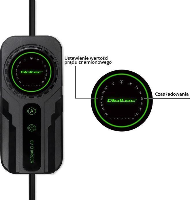 Produktbild Qoltec Mobilna ładowarka do samochodu elektrycznego EV z regulacją 2w1 Typ2 | SCHUKO | 3.5kW | 230V (Typ 2, 3.50 kW, 16 A)