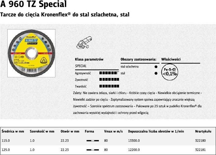 Produktbild Klingspor Trennscheibe A 960 TZ Special D125x1mm gerade INOX Bohrung 22,23 mm