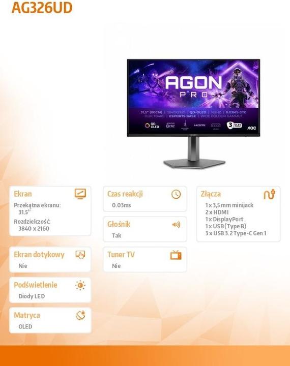 Produktbild AOC AG326UD (3840 x 2160 Pixel, 31.50")