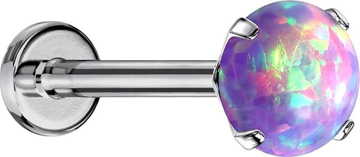 Image du produit Star Piercing Labret Micro Threadless argenté opale violette sertie (sans laiton, Titane)