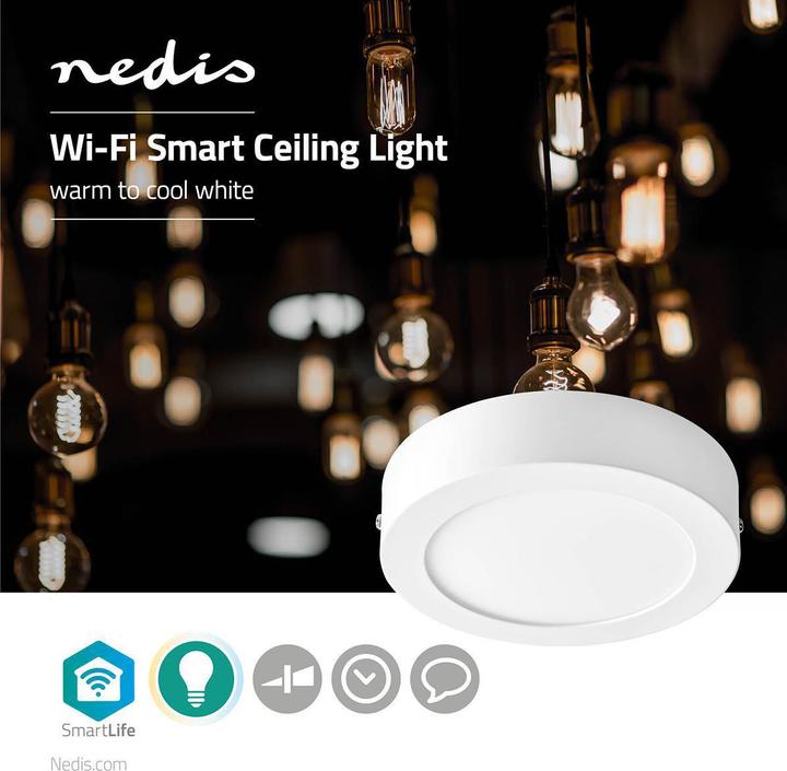 Immagine prodotto Nedis SmartLife - Plafoniera WLAN - Bianco freddo/Bianco caldo - Controllo vocale - Integrato nel Ned (800 lm)