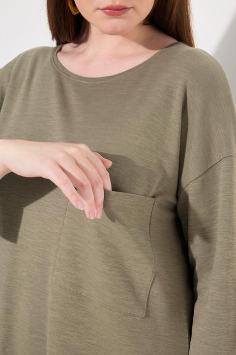Immagine prodotto Ulla Popken Maglia dal taglio oversize in cotone biologico con scollo a girocollo e maniche a 3/4 (42, 44)