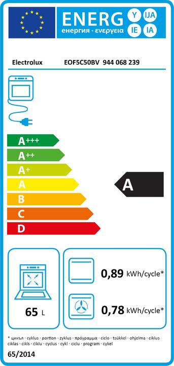 Label énergétique Electrolux Four à catalyse EOF5C50BV 65 L blanc