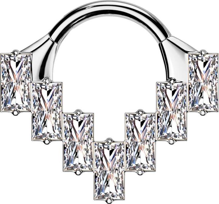 Image du produit Star Piercing Micro Segmentring klappbar silber sieben rechteckige Kristalle silber (sans laiton, Titane)