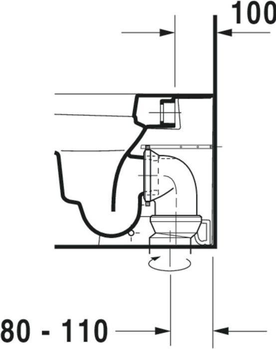 Produktbild Duravit Stand-WC HAPPY D.2 BACK-TO-WALL tief 365x570mm Abgang waagerecht weiss WG