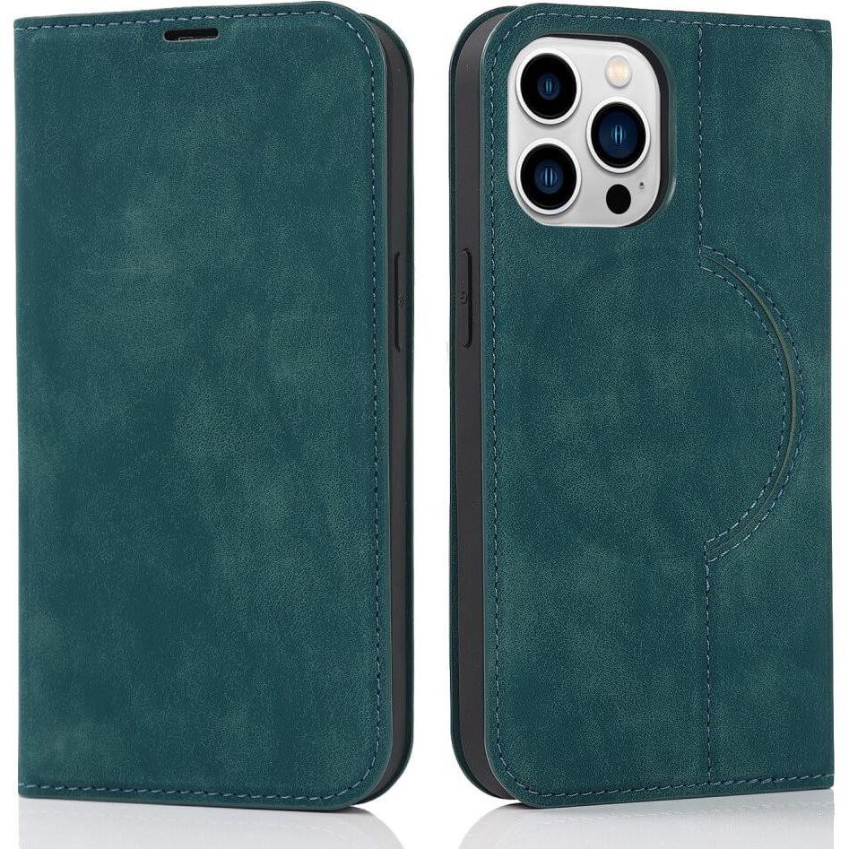 Cover-Discount iPhone 15 Pro - MagSafe Flip Case RFID blau (Apple iPhone 15 Pro), Smartphone Hülle, Blau