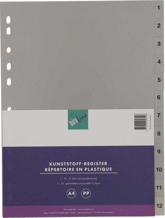 Actual product image BüroLine Index PP grey A4