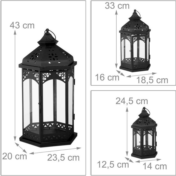 Actual product image Relaxdays Set Of 3 Lanterns (23.5 x 20 x 43 cm, 3 x)