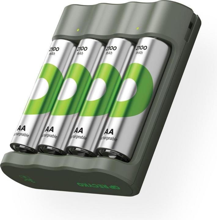 Produktbild GP Batteries Aktion Gratis Ladegerät" USB-Modell Ladegerät GP B441 inkl. 4x AA- (4 Stk., AA, 2100 mAh, Ladegerät inkl. Akku)