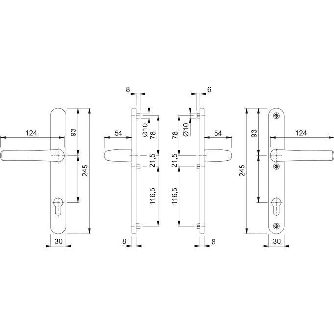 Thumbnail - Magni, Türgriff + Fenstergriff, Format 4012789821147 – Garnitur Schild1710RH/3346GRT F1 8 PZ-92 67 – 72 (Türgriff)