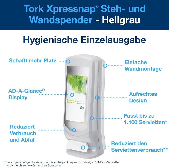 Productafbeelding Tork Servettendispenser Xpressnap staand/wand dispenser kunststof lichtgrijs (1x)