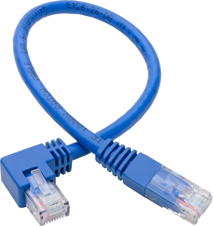 Produktbild Eaton Right-Angle Cat6 Gigabit Molded UTP Ethernet Cable RJ45 Right-Angle M to RJ45m Blue (U/UTP, CAT6, 0.31 m)